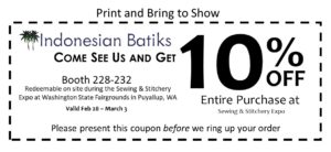 coupon for sewing and stich 2019